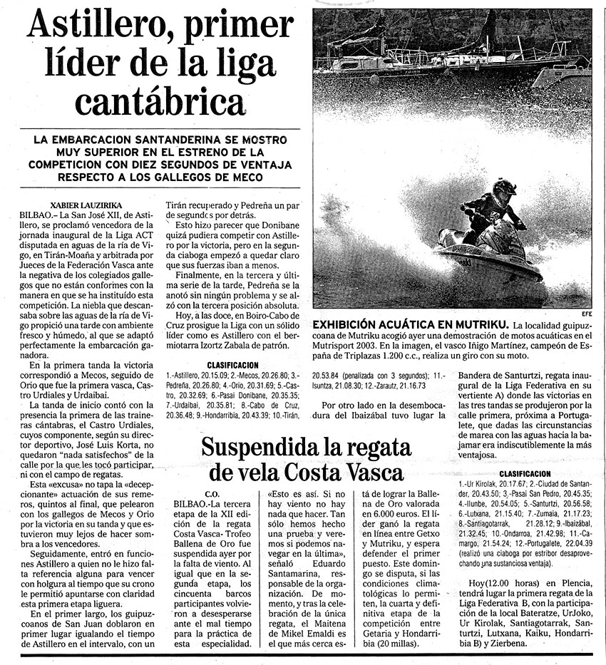 Domingo, 13 de julio de 2003. Diario El Mundo.